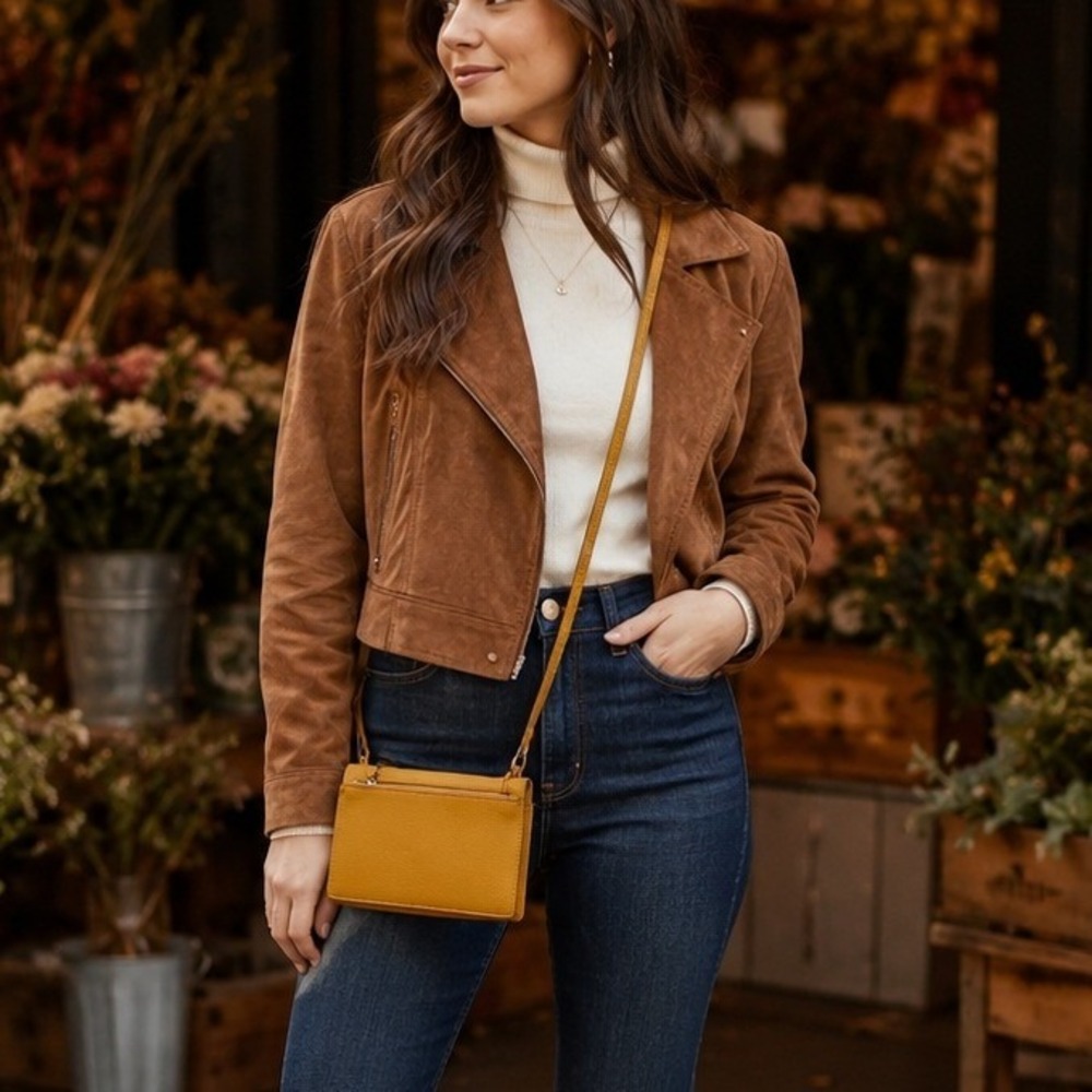 Urban Expressions Golden Yellow Vegan Leather Crossbody Wallet Bag Organizer